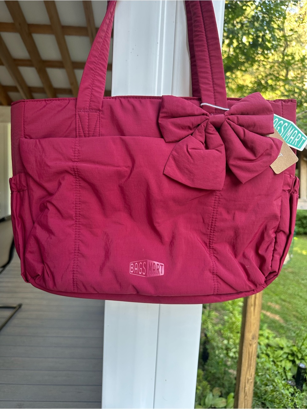 Bagsmart Crush Bow Tote Bag in Pomegranate Medium 14L Size NWT